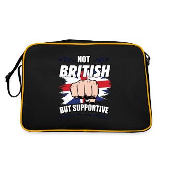 Not British But Supportive Travel Tourist British - Retro Tasche - Schwarz/Gold - Hinten