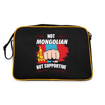 Not Mongolian But Supportive Travel Tourist - Retro Bag - black/gold - Back