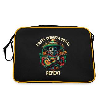 Fiesta Cerveza Siesta Repeat Beer Drinker Alcoholi - Retro Bag - black/gold - Back