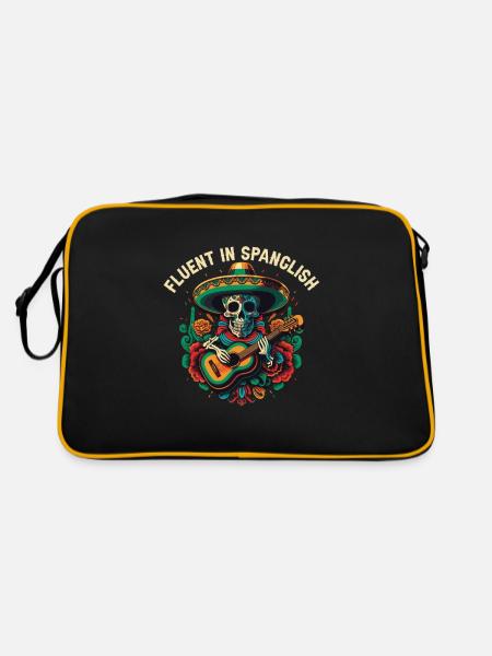 Parle couramment le spanglish USA Amérique Mexique Américain Moi - Sac Retro - noir/or - Dos