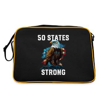50 States Strong American Bald Eagle America 4th - Retro Tasche - Schwarz/Gold - Hinten