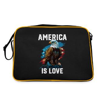 America Is Love American Bald Eagle 4th Of July - Retro Tasche - Schwarz/Gold - Hinten