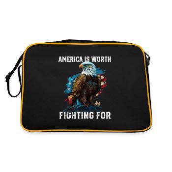 America is Worth Fighting For American Bald Eagle - Retro Bag - black/gold - Back