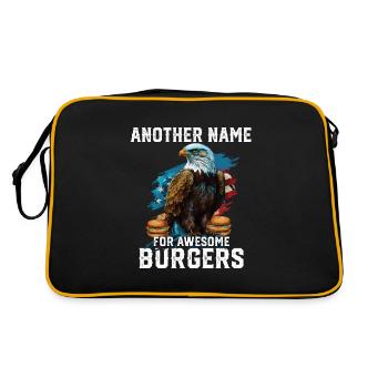 Another Name For Awesome Burgers Funny America - Retro Tasche - Schwarz/Gold - Hinten
