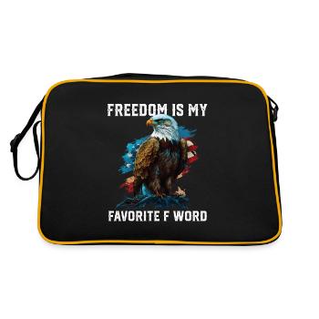 Freedom Is My Favorite F Word 4th Of July American - Retro Tasche - Schwarz/Gold - Hinten