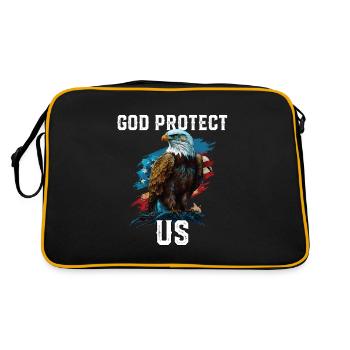God Protect US American Bald Eagle Christian 4th - Retro Tasche - Schwarz/Gold - Hinten