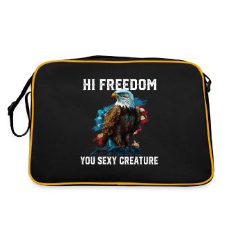 Hi Freedom You Sexy Creature American Bald Eagle - Retro Tasche - Schwarz/Gold - Hinten