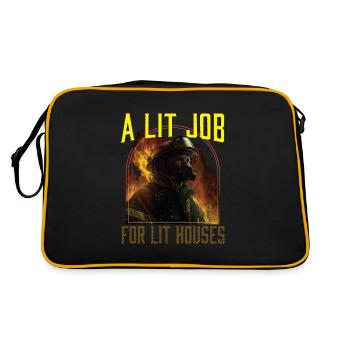 A Lit Job For Lit Houses Firefighter Firefighting - Retro Bag - black/gold - Back