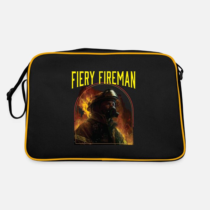 Fiery Fireman Fire Rescue Firefighting Firefighter Retro Tasche