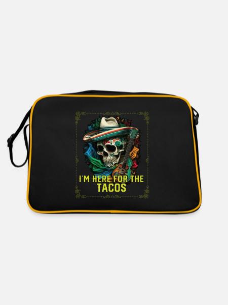 Je suis ici pour les tacos mangeur de tacos cuisine mexicaine - Sac Retro - noir/or - Dos