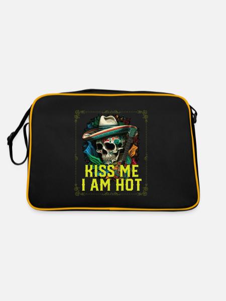 Embrasse-moi Je suis chaud Vie mexicaine Mexique Fierté Pays - Sac Retro - noir/or - Dos