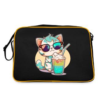 Cat on the beach - Retro Bag - black/gold - Back