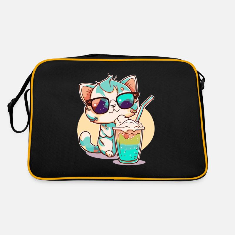 Katze am Strand Retro Tasche