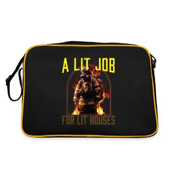 A Lit Job For Lit Houses Firefighter Firefighting - Retro Bag - black/gold - Back