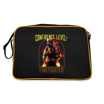 Confidence Level: Firefighter Best Fireman Ever - Retro Tasche - Schwarz/Gold - Hinten