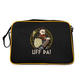 Uf Da Funny Odin Humor Norse Icelander Norwegian - Retro Bag - black/gold - Back