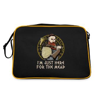 Im Just Here for the Mead Mythology Norwegian - Retro Tasche - Schwarz/Gold - Hinten