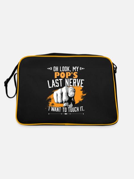 Look My Pop's Last Nerve Funny Father Family Dad - Retro Tasche - Schwarz/Gold - Hinten