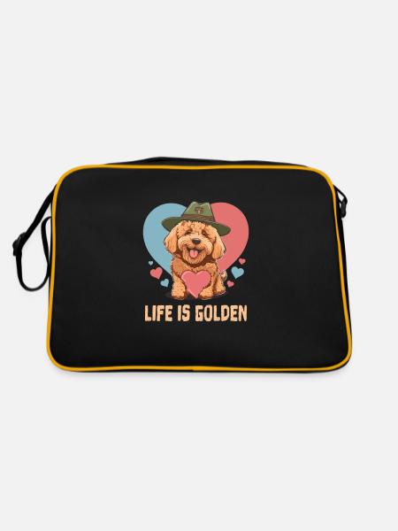 La vie est dorée Goldendoodle papa Doodle Maman mignonne - Sac Retro - noir/or - Dos