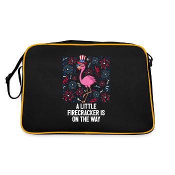 4th Of July Little Firecracker On The Way US Flag - Retro Tasche - Schwarz/Gold - Hinten