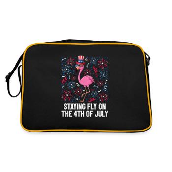 Rester voler 4 juillet Drapeau américain USA Flamant rose - Sac Retro - noir/or - Dos