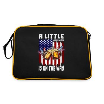 4th Of July Little Firecracker On The Way - Retro Tasche - Schwarz/Gold - Hinten