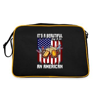4th Of July It's A Beautiful Day To Be An - Retro Tasche - Schwarz/Gold - Hinten
