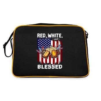 4 juillet Rouge Blanc Et USA Flag Fier - Sac Retro - noir/or - Dos