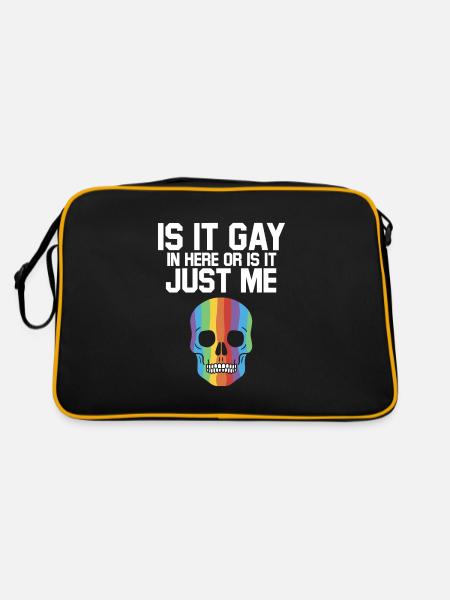 Is It Gay Here Proud LGBTQ Ally Rainbow Gay Pride - Retro Bag - black/gold - Back