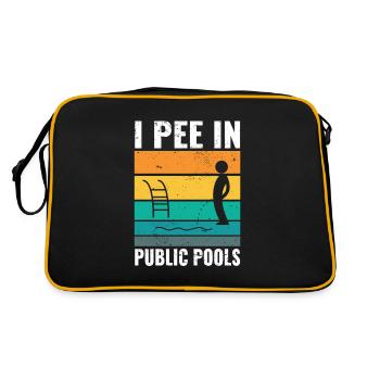 I Pee In Pools Funny Peeing In Pools Humor - Retro Bag - black/gold - Back