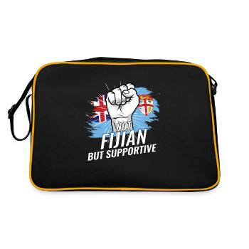 Not Fijian But Supportive Fiji Flag Country - Retro Tasche - Schwarz/Gold - Hinten