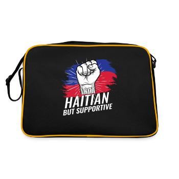 Pas haïtien mais soutient Haïti Pays drapeau - Sac Retro - noir/or - Dos