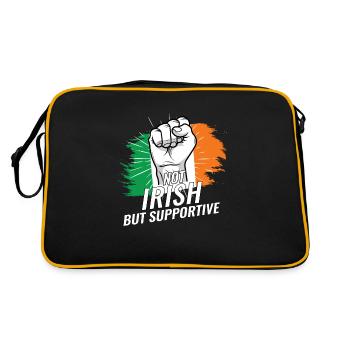 Not Irish But Supportive Ireland Flag Country - Retro Tasche - Schwarz/Gold - Hinten