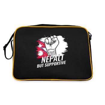 Pas népalais mais pays de drapeau du Népal favorable - Sac Retro - noir/or - Dos