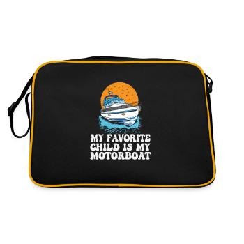 Mon enfant préféré est mon drôle de ponton de bateau à moteur - Sac Retro - noir/or - Dos