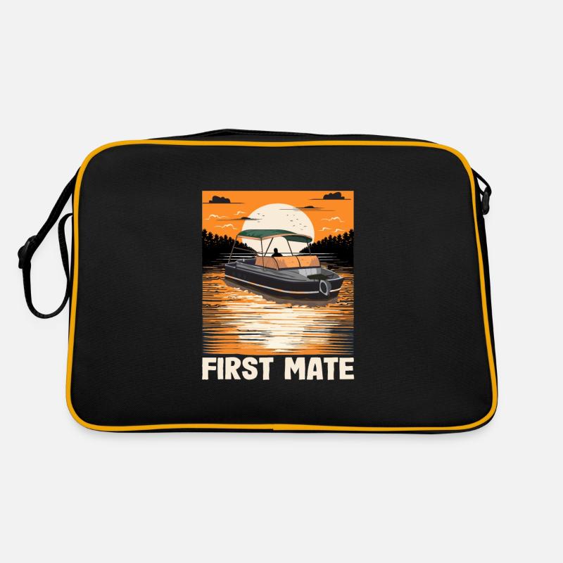First Mate Motorboating Squad Lake Life Pontoon Retro Tasche