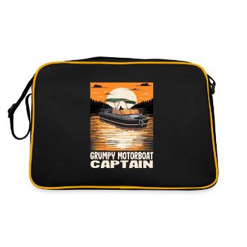 Grumpy Motorboat Captain Pontoon Boat Owner - Retro Bag - black/gold - Back