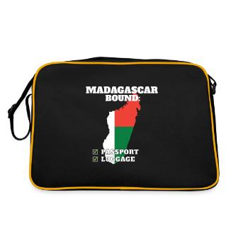 Madagascar Bound Country Travel Malagasy Flag - Retro Tasche - Schwarz/Gold - Hinten