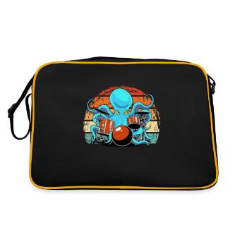 Octopus joue de la batterie et du batteur - Sac Retro - noir/or - Dos