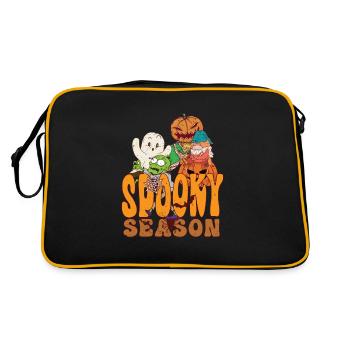 Lazy Halloween Spooky Season Gnome Jack O Lantern - Retro Tasche - Schwarz/Gold - Hinten