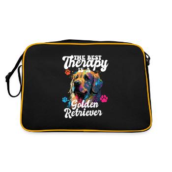 The Best Therapy Is A Golden Retriever Dog Mom - Retro Bag - black/gold - Back