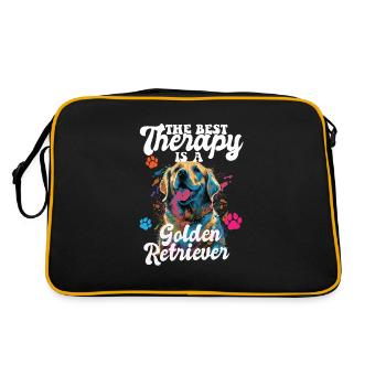 The Best Therapy Is A Golden Retriever Dog Mom - Retro Bag - black/gold - Back