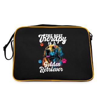 The Best Therapy Is A Golden Retriever Dog Mom - Retro Bag - black/gold - Back