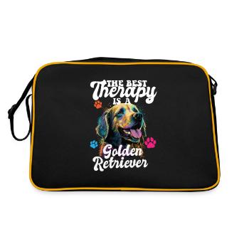 The Best Therapy Is A Golden Retriever Dog Mom - Retro Bag - black/gold - Back