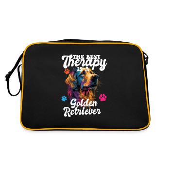 The Best Therapy Is A Golden Retriever Dog Mom - Retro Bag - black/gold - Back