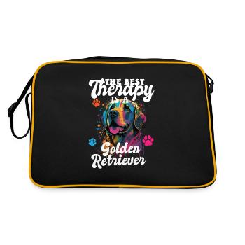 The Best Therapy Is A Golden Retriever Dog Mom - Retro Bag - black/gold - Back