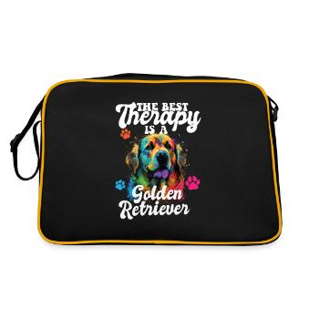 The Best Therapy Is A Golden Retriever Dog Mom - Retro Bag - black/gold - Back