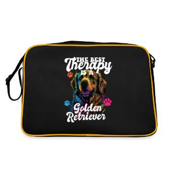 The Best Therapy Is A Golden Retriever Dog Mom - Retro Bag - black/gold - Back