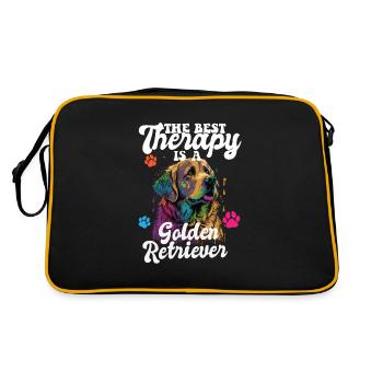 The Best Therapy Is A Golden Retriever Dog Mom - Retro Bag - black/gold - Back