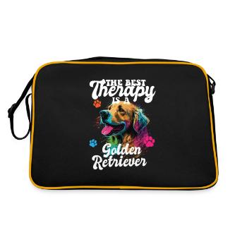 The Best Therapy Is A Golden Retriever Dog Mom - Retro Bag - black/gold - Back